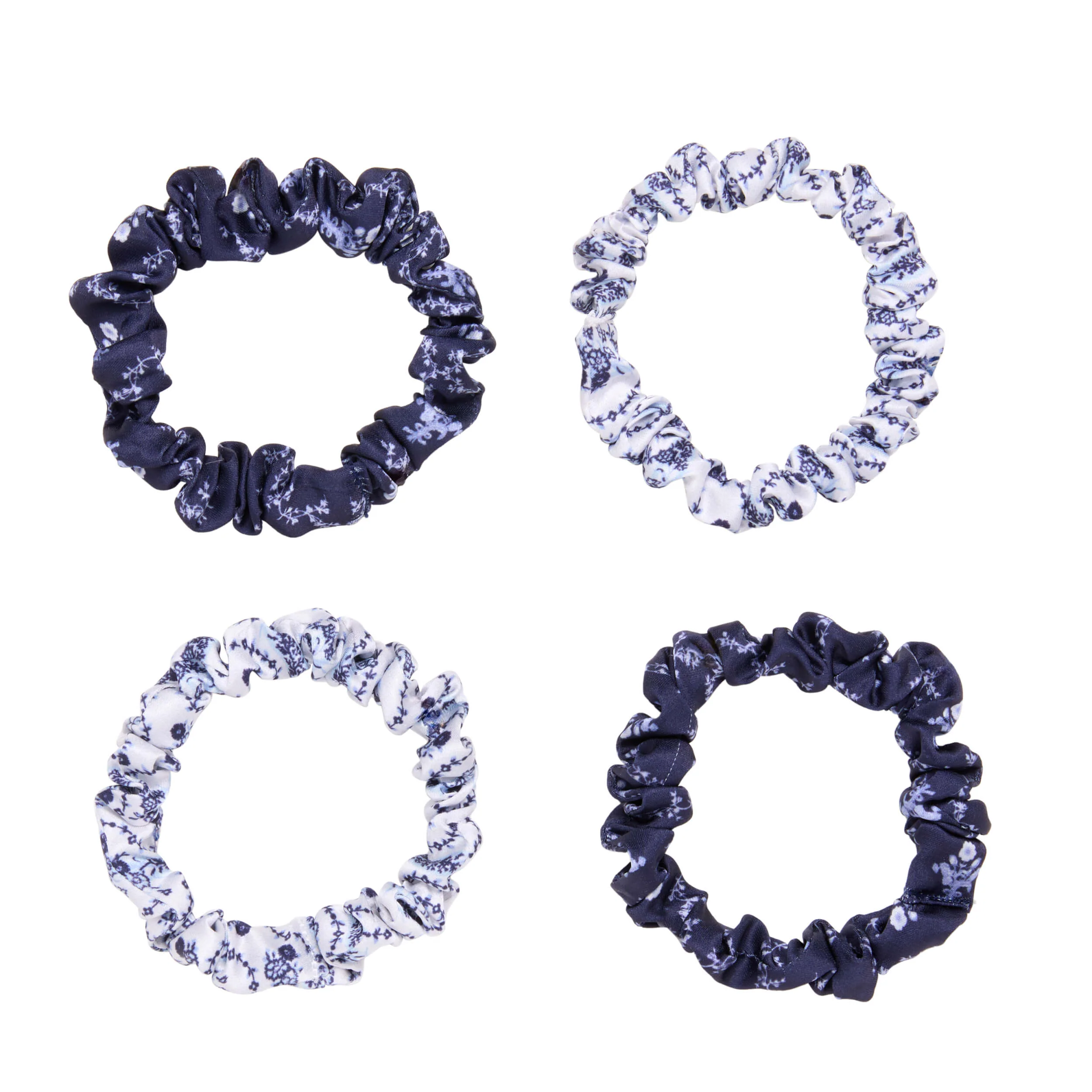 Wet Brush × Hill House Skinny Satin Scrunchies. 4ct - Blue