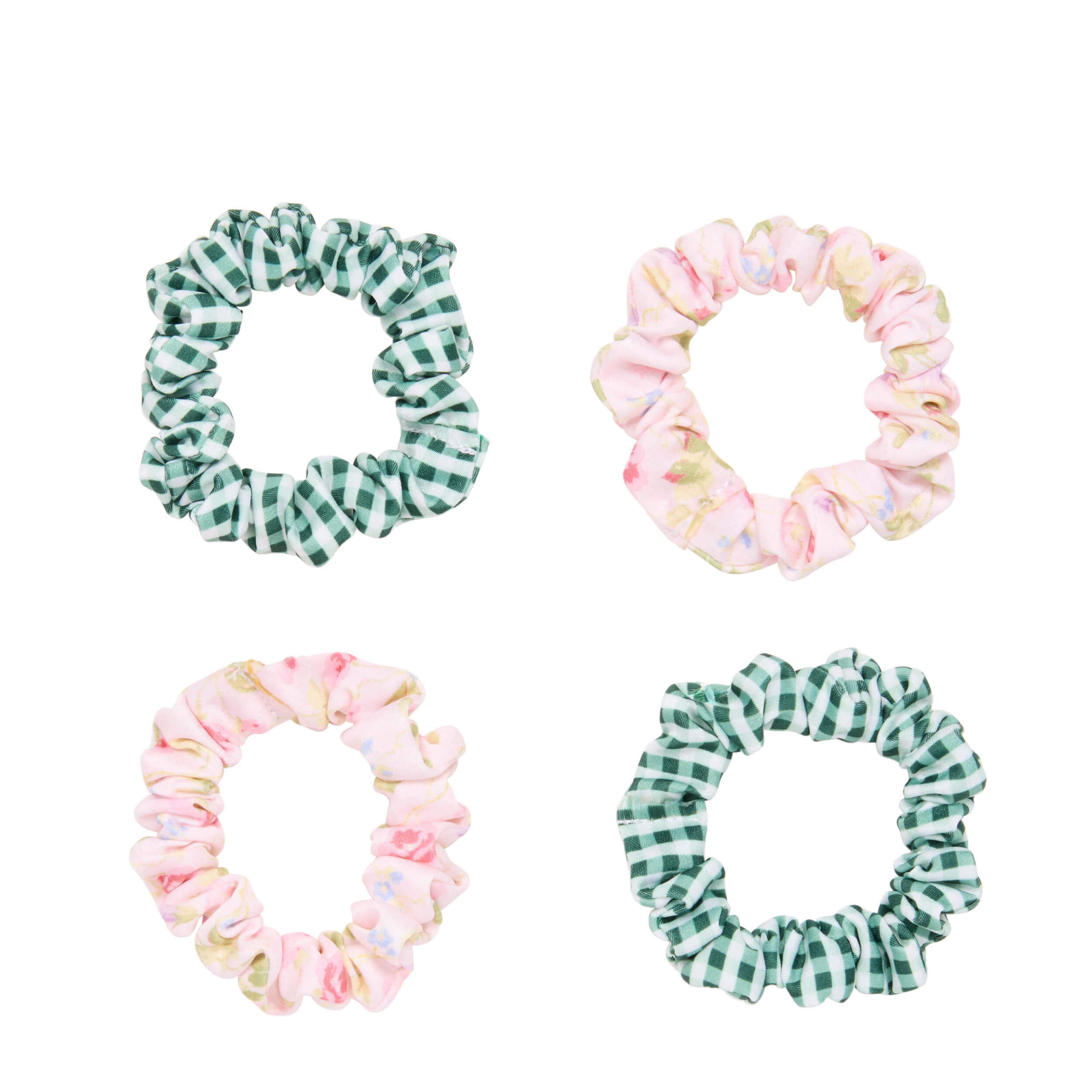 Wet Brush × Hill House Skinny Satin Scrunchies. 4ct - Pink/Green