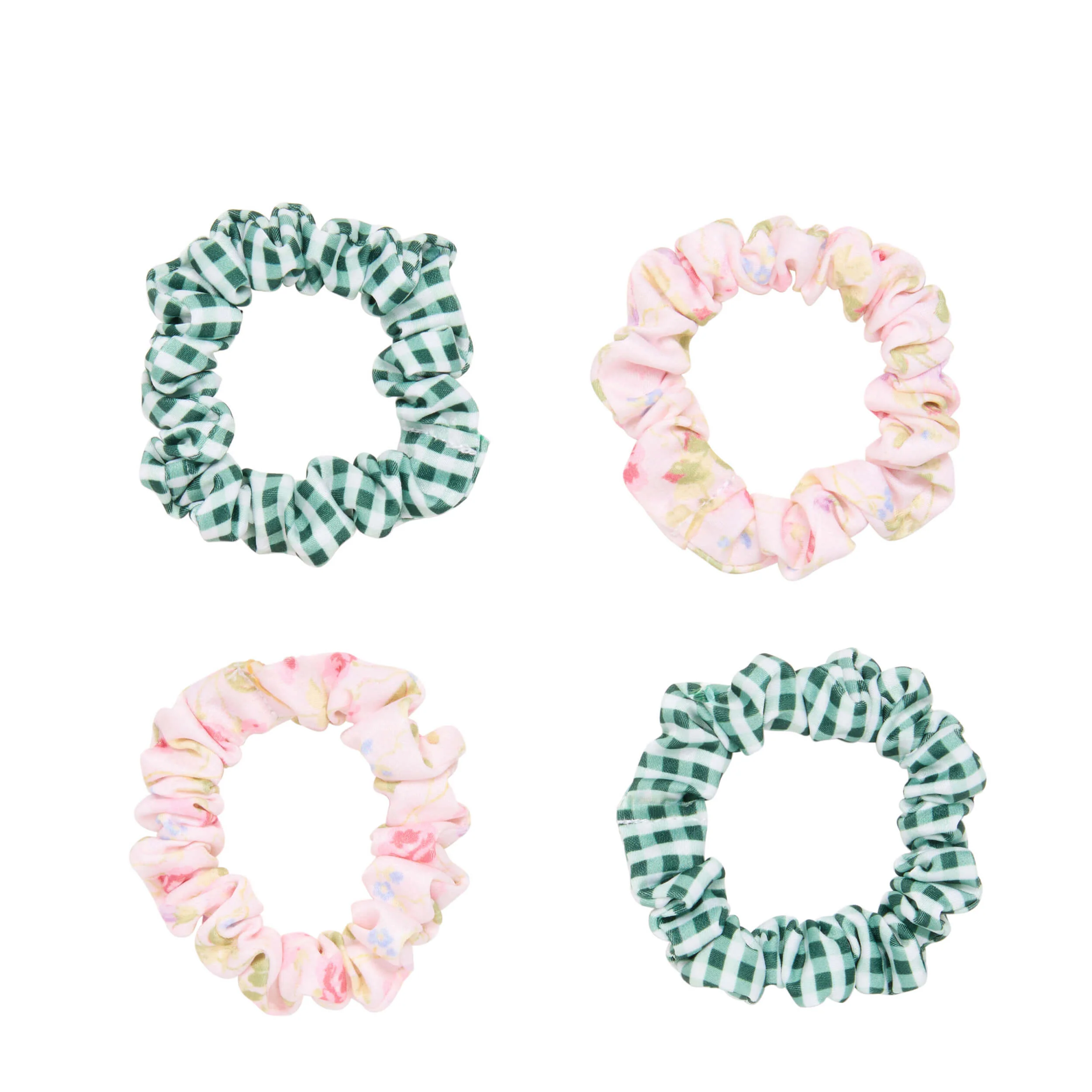 Wet Brush × Hill House Skinny Satin Scrunchies. 4ct - Pink/Green