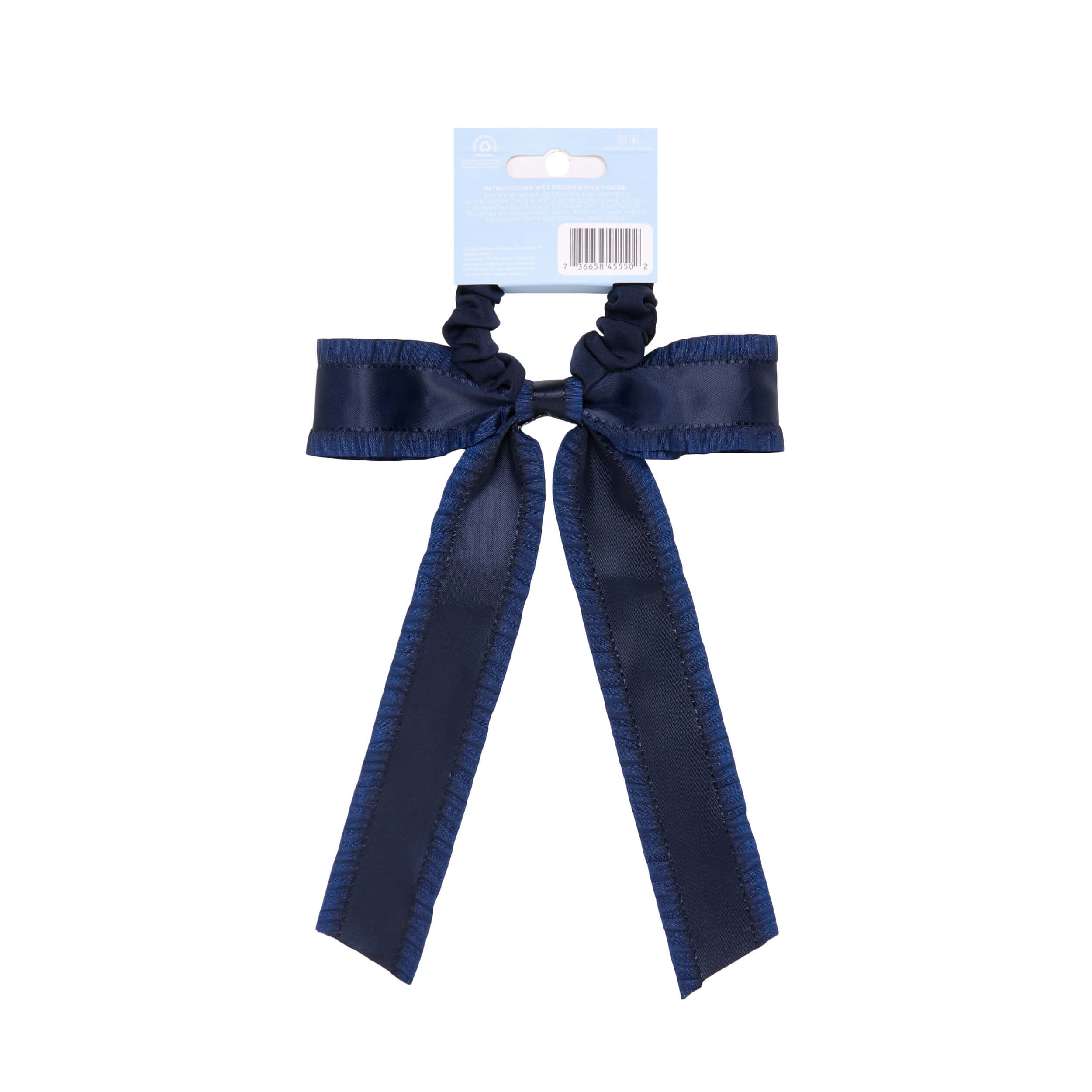 Wet Brush × Hill House Ruffle Bow Scrunchie - Navy - Image 7