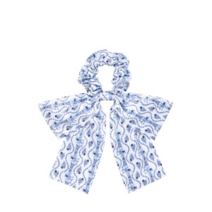 Wet Brush × Hill House Scarf Bow Scrunchie - Blue Vine Stripe