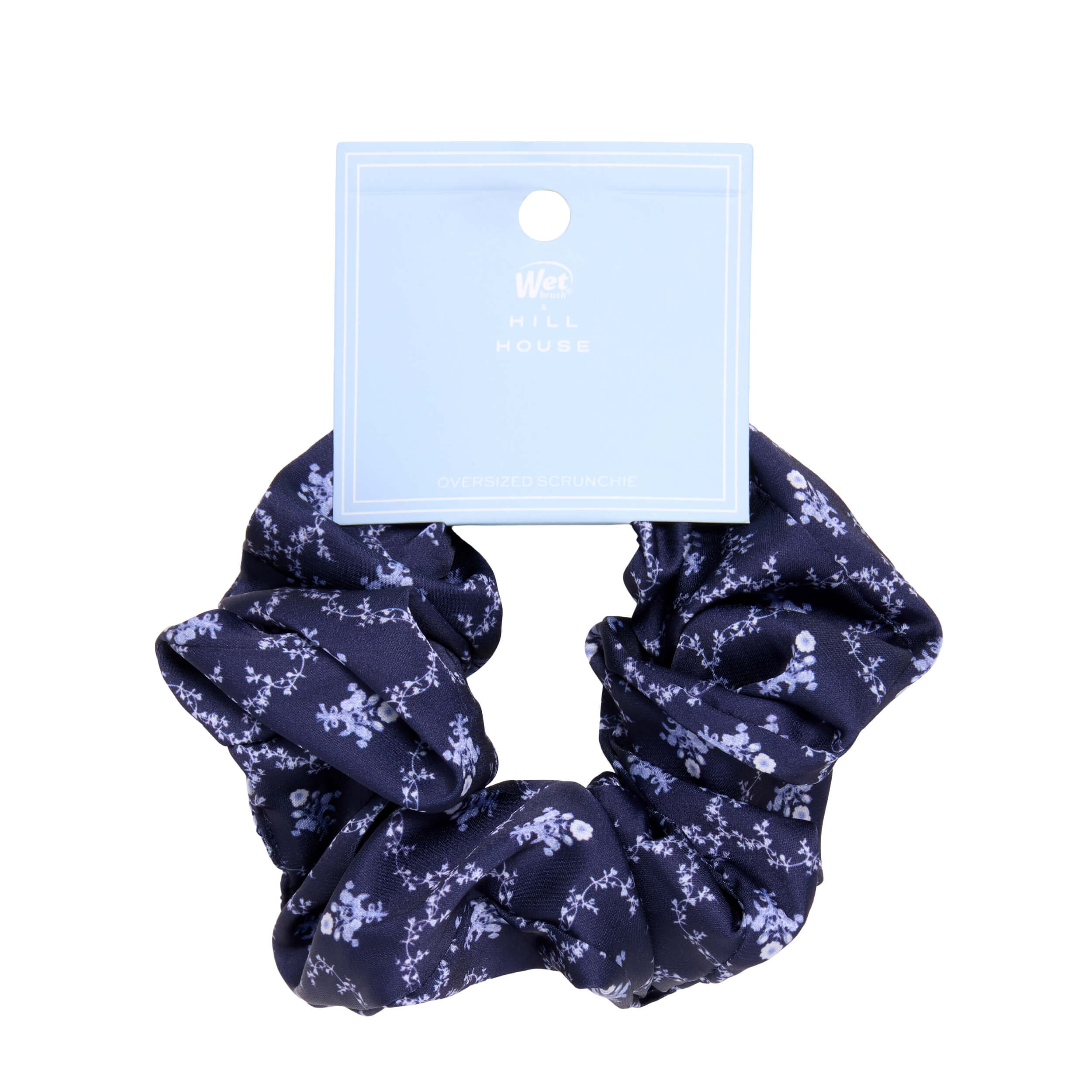 Wet Brush × Hill House Large Satin Scrunchie - Navy Trellis - Image 6