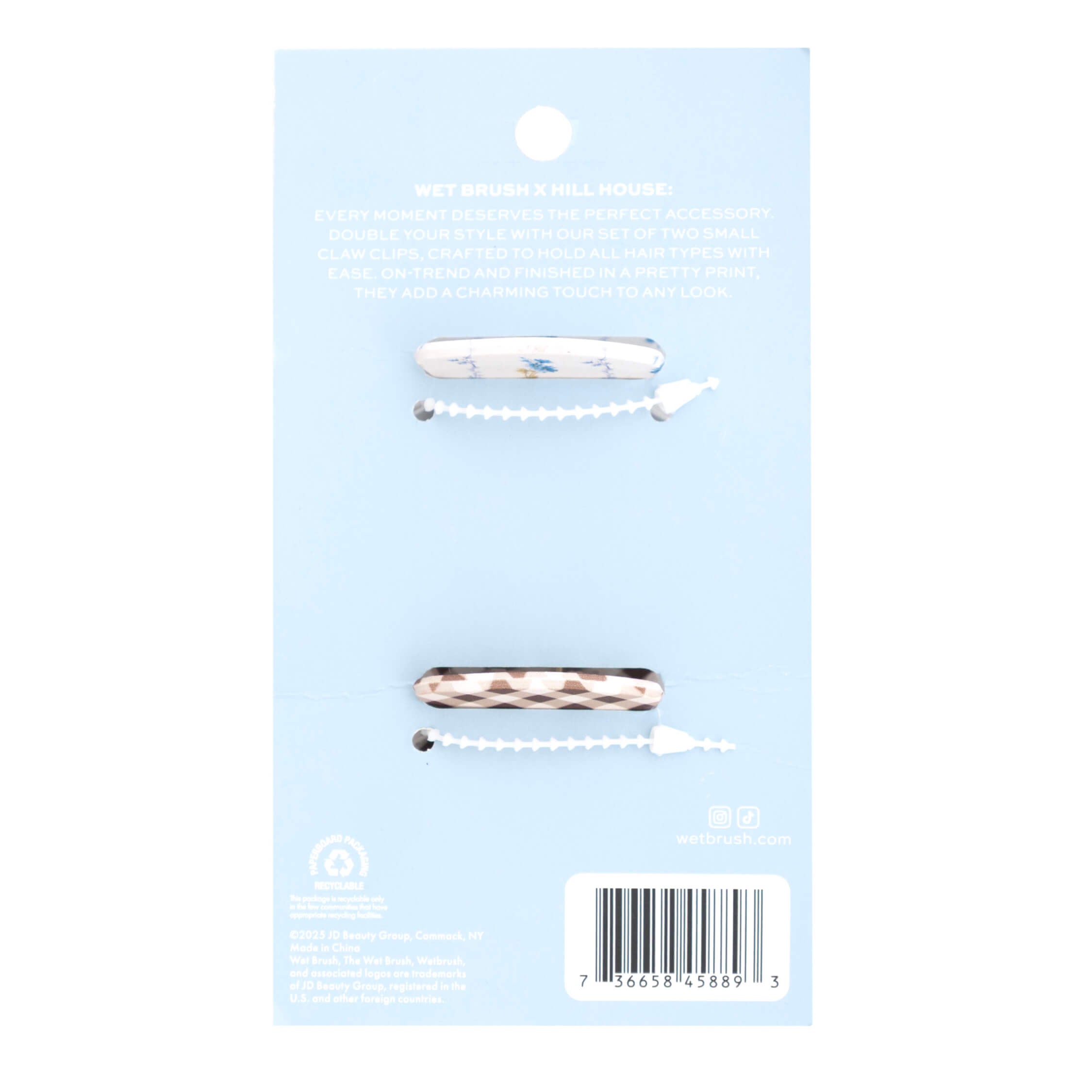 Wet Brush x Hill House Small Claw Clips - Bluebell Waltz & Brown Gingham - 2ct - Image 4