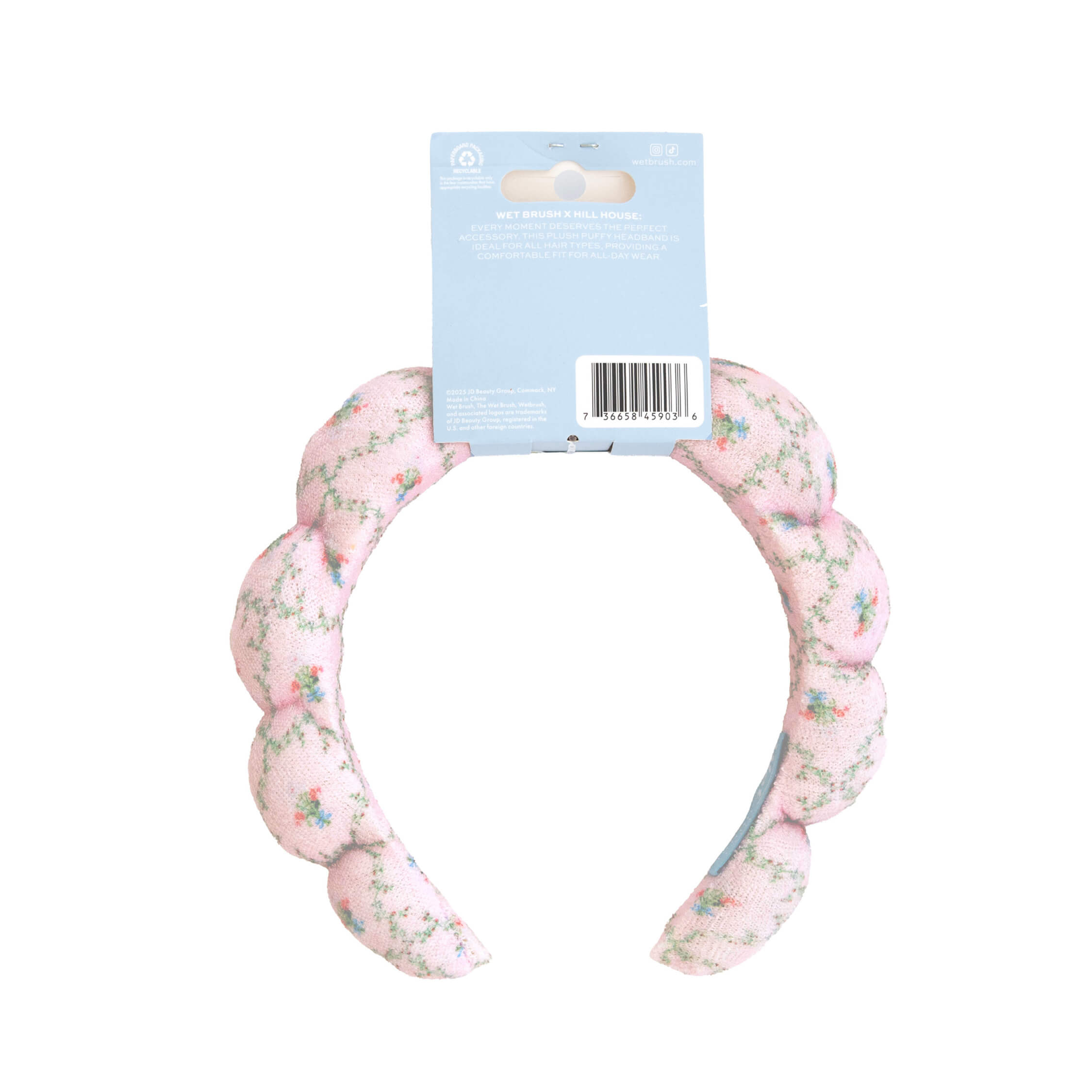 Wet Brush x Hill House Puffy Scalloped Headband - Pink Trellis - Image 5