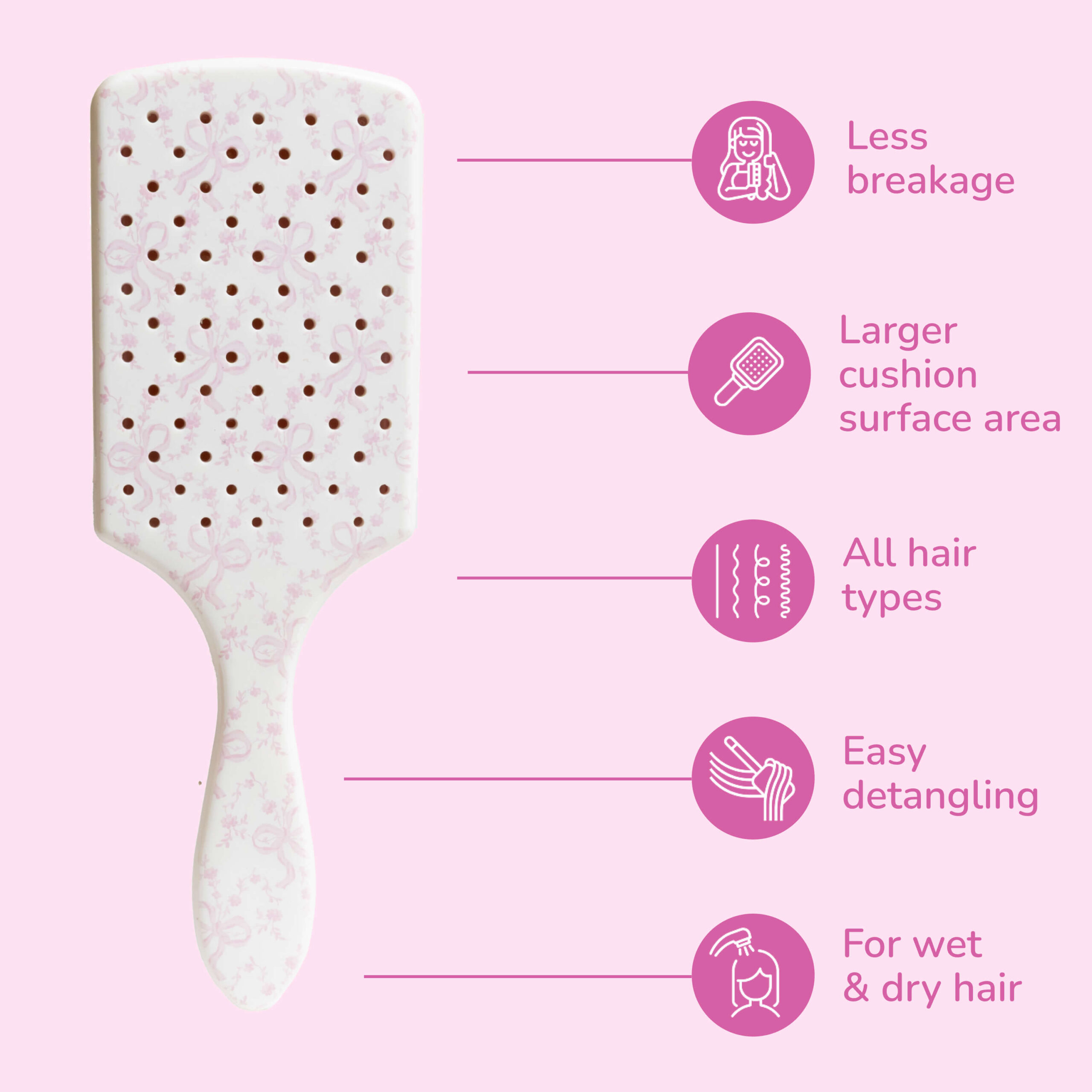 Wet Brush x LoveShackFancy Paddle Detangler - Coquette Bow - Image 4