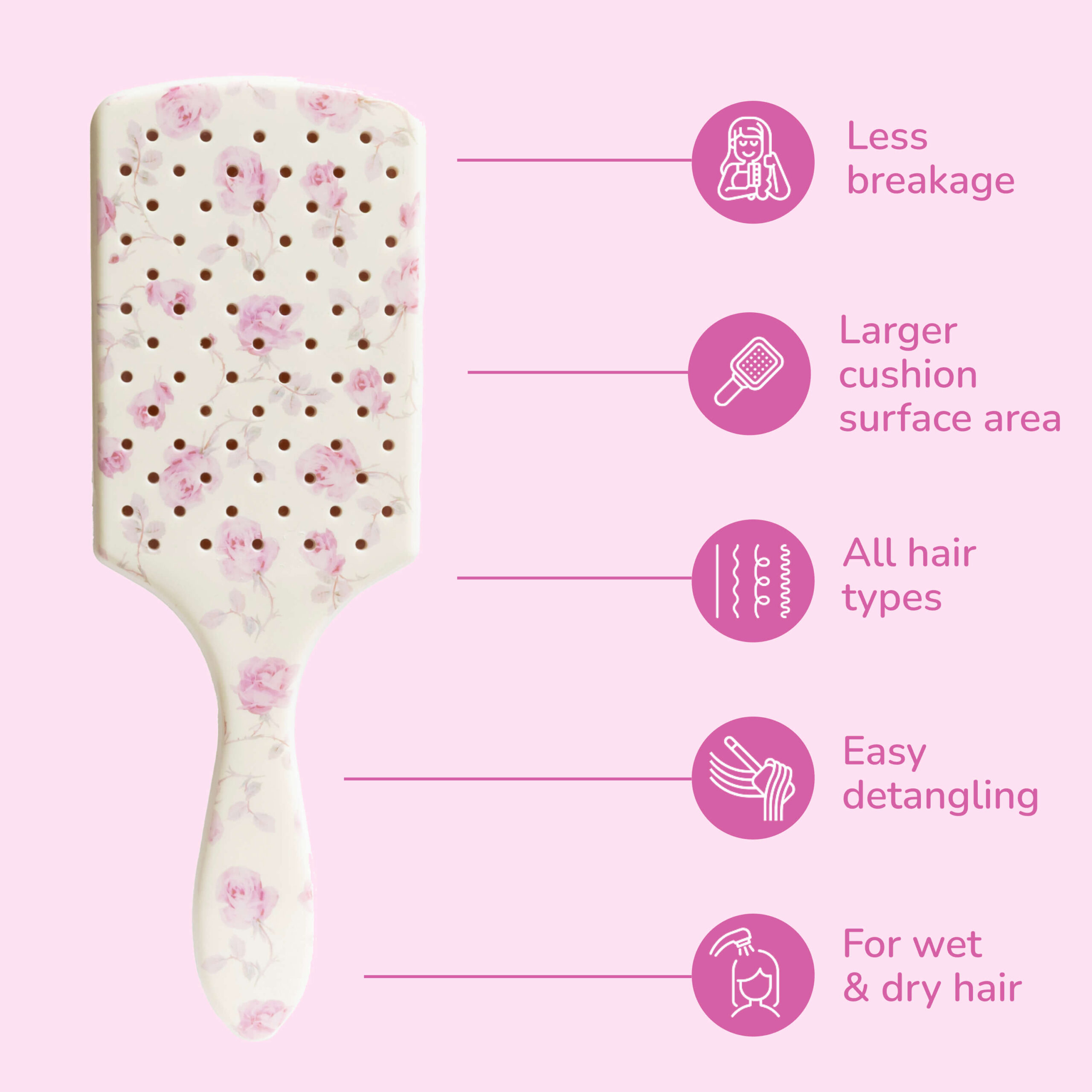 Wet Brush x LoveShackFancy Paddle Detangler - Ribbon Rosa - Image 4