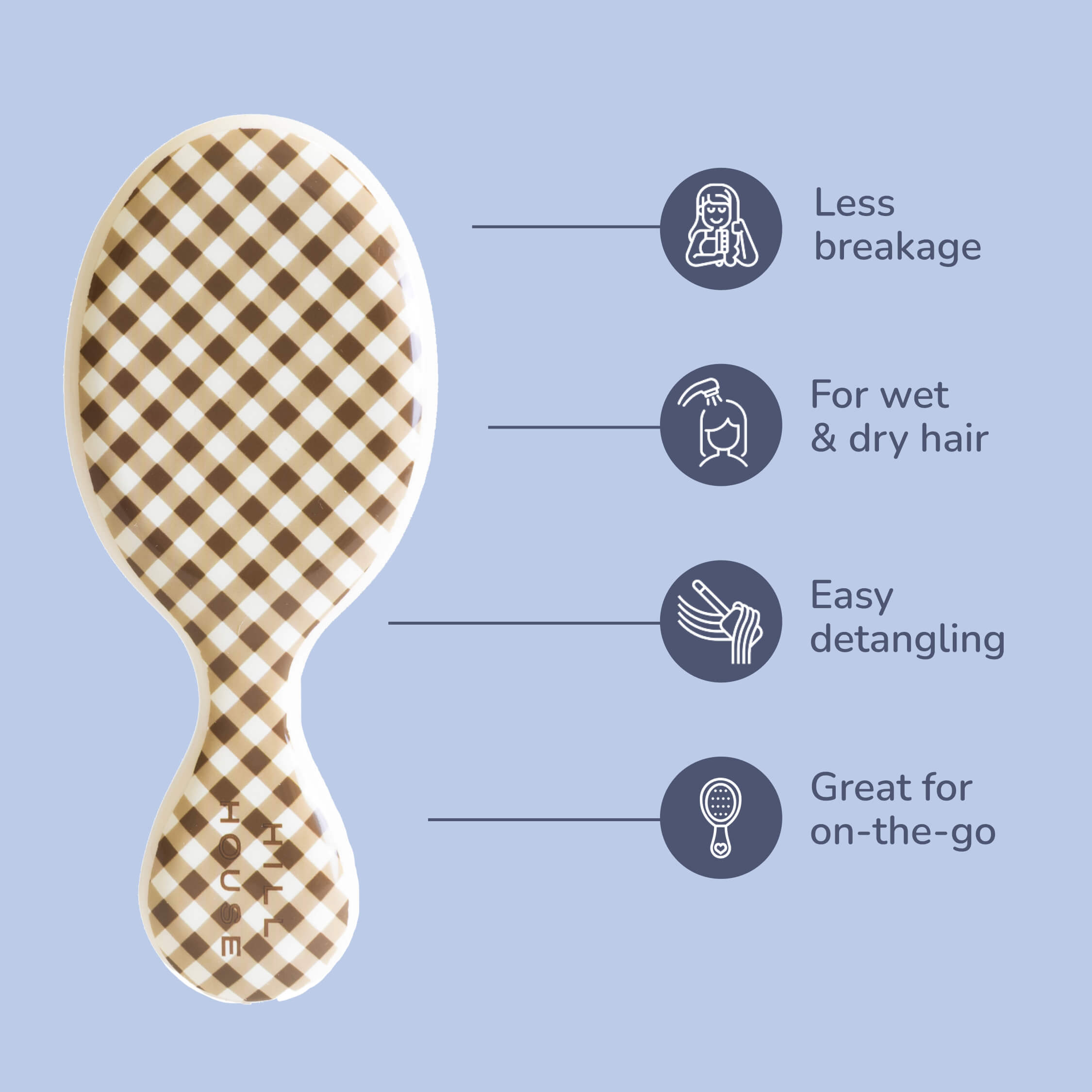 Wet Brush x Hill House Mini Detangler - Brown Gingham - Image 5