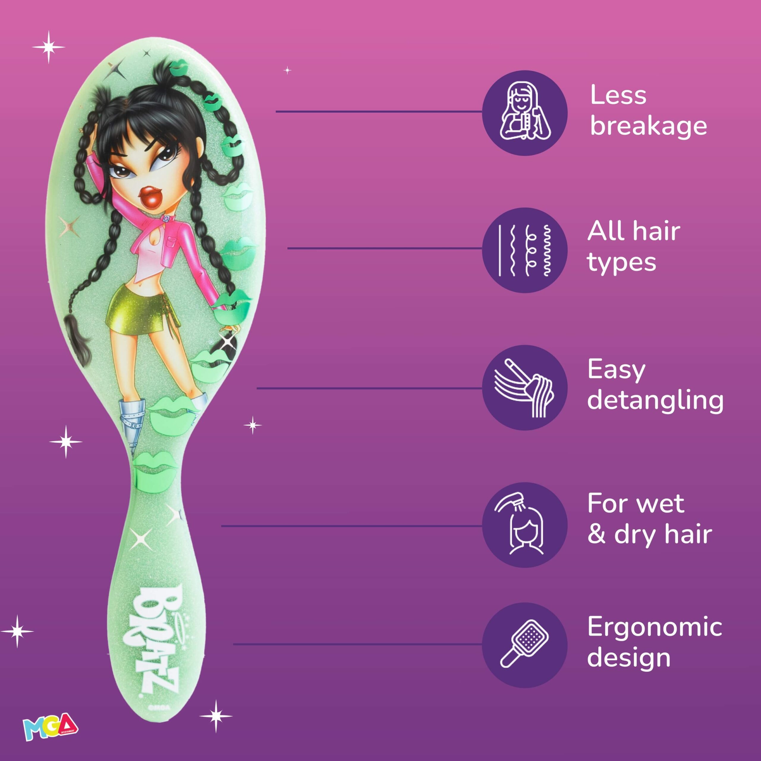Wet Brush x Bratz Original Detangler & Elastics Kit - Jade - Image 6